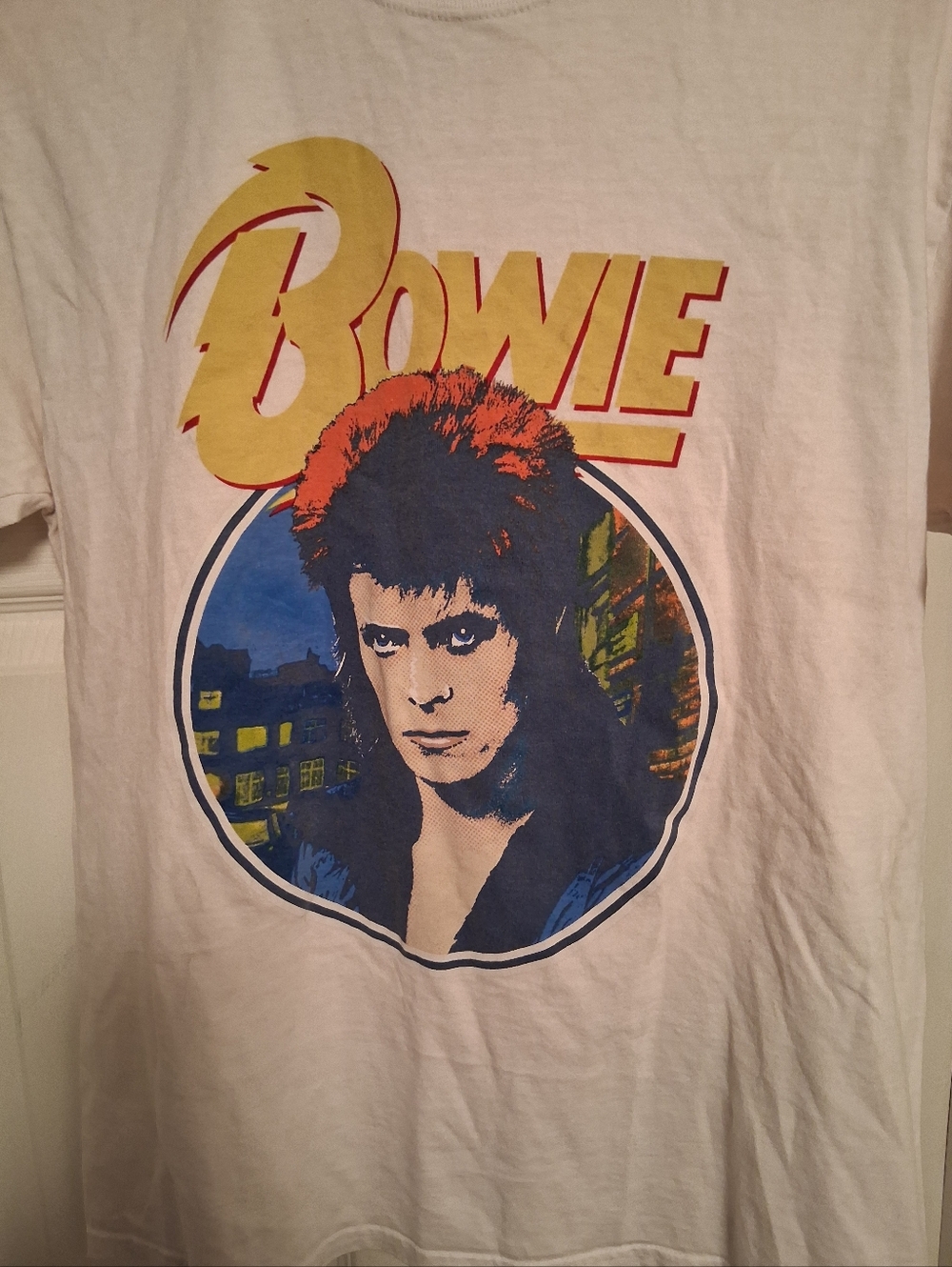 David Bowie Graphic Tee - White with Multicolor Print
